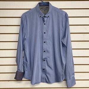 Twillory Untuck(able) Button Down Long Sleeve Shirt Blue/White M-L Flip Cuff EUC